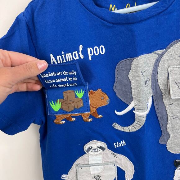 Mini Boden Educational Flap T-shirt Brilliant Blue Animal Poo 8-9 - Picture 2 of 7